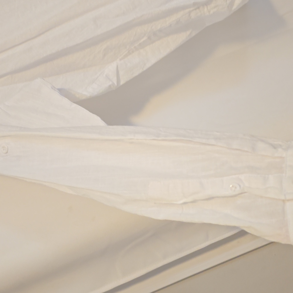 Hemp And Cotton White Button Down Shirt for Men - Picture 3 of 6